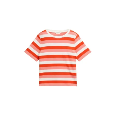 Afbeelding van TOM Tailor CREW NECK Tshirt print, Dames, Maat: XS, Red rosewood stripe