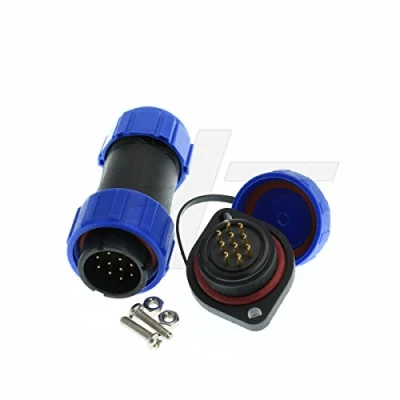 Afbeelding van HangTon HE21 10 polige connector power luchtvaart industriële waterdichte IP68 mannelijke stekker vrouwelijk chassis 5A schroefmontage