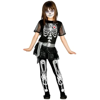 Afbeelding van Halloween Juwelen skelet jurkje voor meisjes 128/134