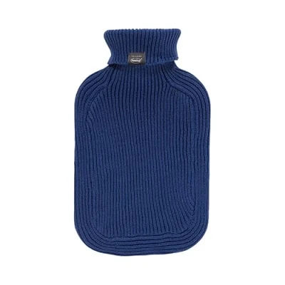 Afbeelding van Fashy Warmwaterkruik met rolkraag gebreide overtrek marine 2 L