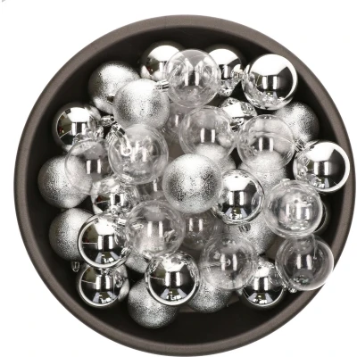 Afbeelding van Decoris kerstballen 25x stuks 6 cm kunststof zilverA Kerstbal
