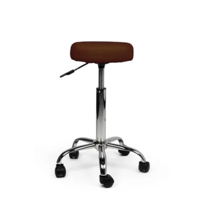 Afbeelding van tabouret Bruin Standaard Zithoogte 50/68cm kruk op wielen krukje werkkruk zadelkruk bureaukruk kapperskruk verstelbaar draaikruk met rugleuning tot 160kg