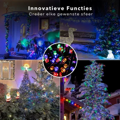 Afbeelding van Cheqo® Kerstverlichting Kerstboomverlichting Kerstlampjes Sfeerverlichting LED Verlichting Voor Binnen en Buiten Tuinverlichting Feestverlichting Lichtsnoer Multicolor 180 LED&#039;s 13.5M Timer 8 Lichtfuncties