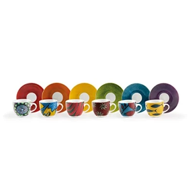 Afbeelding van Excelsa Set van 6 espressokopjes en schoteltjes, 90 ml, porselein, meerkleurig, stuks (1 stuk)
