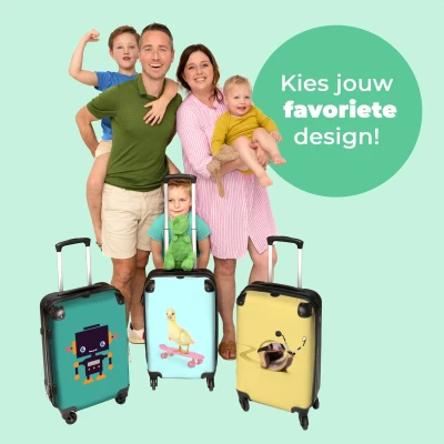 Afbeelding van NoBoringSuitcases.com Grote koffer Kinderkoffer large blauw meisjes XL Reiskoffer medium met 4 wielen Trolley op wieltjes 60 liter Bagage rolkoffer groot kinderen Ruimbagage valies 20kg Luggage suitcase TSA slot Hardcase lichtgewicht