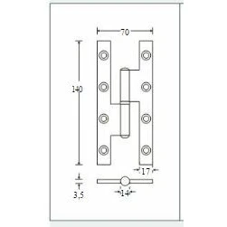 Afbeelding van Wallebroek Paumelle geel verzinkt DIN links 140 x 70mm