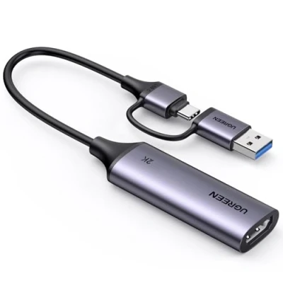 Afbeelding van UGREEN video Capture Card, USB 3.0 hdmi naar C/A opnamekaart, 4K ingang en 2K30Hz opname, grijper compatibel met Switch PS5 Xbox Camera Laptop iPad Mac Mobiele telefoon mini 4