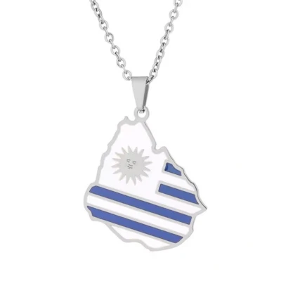 Afbeelding van Ketting Uruguay Kaart Zilverkleurig Vlag
