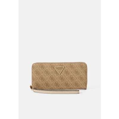 Afbeelding van GUESS Portemonnee Laurel II SLG Large Zip Around Wallet Latte Logo Lichtbruin