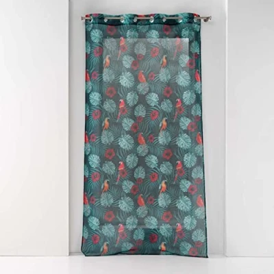 Afbeelding van Vitrages Douceur d intérieur PANNEAU A OEILLETS 140 x 240 CM VOILE SABLE IMPRIME CARACAS BLEU