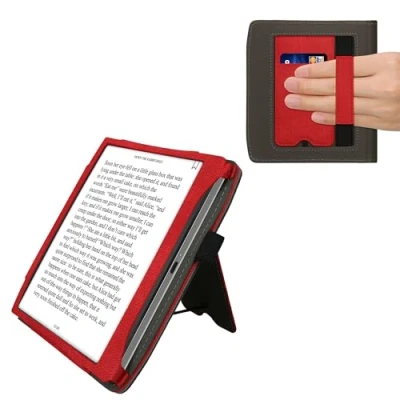 Afbeelding van kwmobile case compatibel Met Pocketbook Era/Era Color hoes standaard E reader cover van kunstleer In rood/donkergrijs