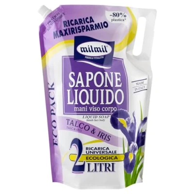 Afbeelding van Milmil Vloeibare zeep, talk &amp; iris, universele navulverpakking Maxirisparmio, dermatologisch getest, 2000 ml