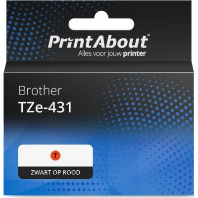 Afbeelding van Huismerk Brother TZe 431 Tape Zwart op rood (12 mm)