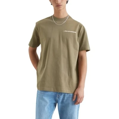 Afbeelding van Marc O&#039;Polo Denim Orange Fibre Capsule Graphic Tshirt print, Heren, Maat: XL, Dusky green