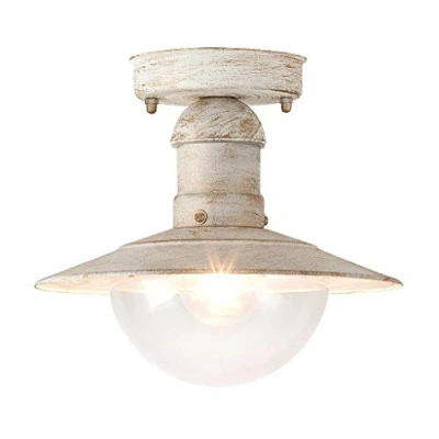 Afbeelding van RABALUX 8739 A++ to E, buitenplafondlamp Oslo, metaal, E27, antiek wit, 24 x 21,5 cm