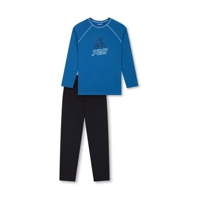 Afbeelding van SCHIESSER Nachtkledij blauw / zwart wit