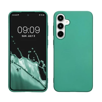 Afbeelding van kwmobile telefoonhoesje compatibel met Samsung Galaxy A35 hoesje Zachte case voor smartphone Back cover in metallic donkergroen