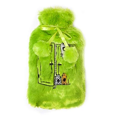 Afbeelding van Biggdesign Cats Kruik Warmwaterkruik Kruikzak Kruikhoes Warmwaterzak Kinderkruik Warmwater met zachte Hoes Groen