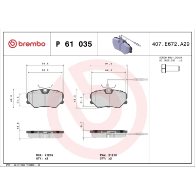 Afbeelding van Brembo Remblokset P 61 035