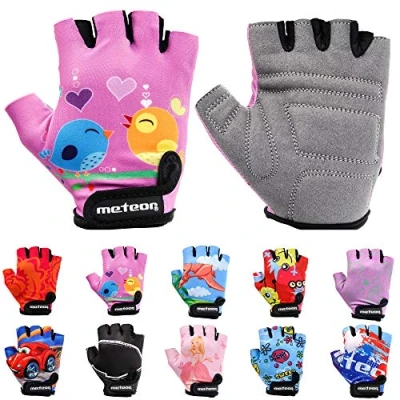 Afbeelding van Meteor Unisex kinderfietshandschoenen Bike gel BMX handschoenen, roze, maat M/handbreedte 7 7,5 cm