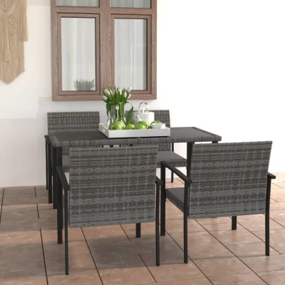 Afbeelding van 5 delige Tuinset poly rattan grijs