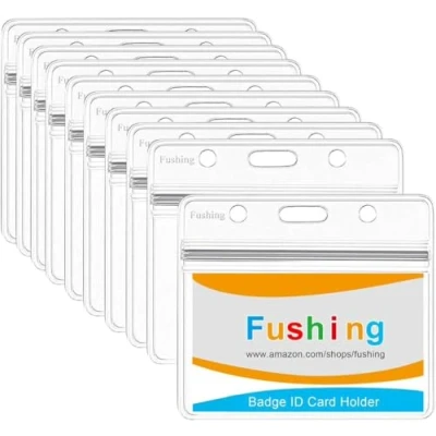 Afbeelding van Fushing 10 stuks transparante waterdichte kunststof badgehouder naambordje badge ID kaarthouder (horizontaal)