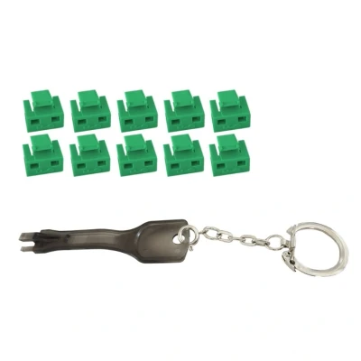 Afbeelding van Shiverpeaks S/CONN maximale connectiviteit RJ45 poortblokker met sleutel (1x sleutel, 10x sloten), groen, Beveiliging van notebooks, Groen