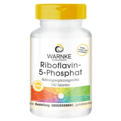 Afbeelding van riboflavine 5 fosfaat vitamine B2 veganistisch actieve 100 tabletten Warnke Vitalstoffe Duitse apothekerskwalitei