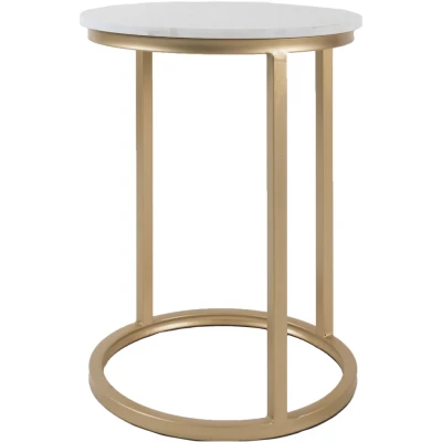 Afbeelding van Laptoptafel Mitch Marmer Rond Wit/Goud