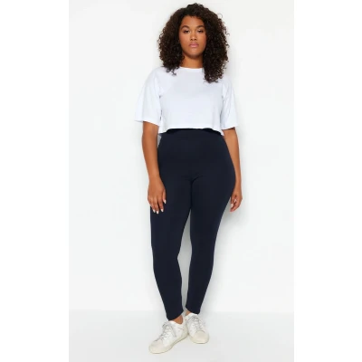 Afbeelding van Trendyol Marineblauwe Gebreide Legging Met Hoge Taille En Grote Maten Tbbss22Ta0022
