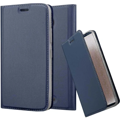 Afbeelding van Cadorabo Hoesje geschikt voor Motorola MOTO C in CLASSY DONKER BLAUW Beschermhoes met magnetische sluiting, standfunctie en kaartvakje Book Case Cover Etui