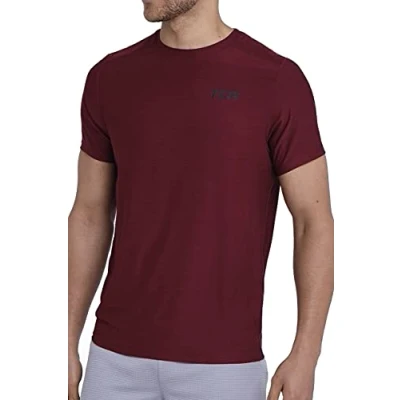 Afbeelding van TCA Galaxy sportshirt heren korte mouw Quickdry t shirt Rekbaar sport Trainingsshirt ademend Hardloopshirt Fietsshirt Cabernet, XXL