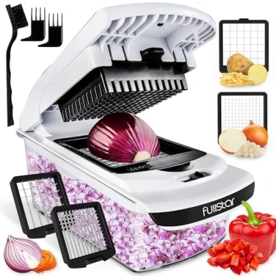 Afbeelding van Fullstar Plantaardige Chopper Spiralizer Groentesnijder Ui met Container Pro Food Snijmachine Dicer Cutter (2 in 1, Wit)