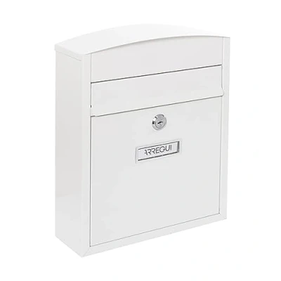 Afbeelding van ARREGUI Compact E5731 Brievenbus van Verzinkt Staal Formaat S (DIN A5 Post) Wandbrievenbus voor Buiten Waterdicht met Naamplaatje 2 Sleutels Eenvoudige Montage Wit