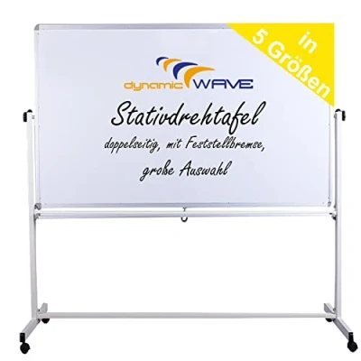 Afbeelding van Dynamic Wave, mobiel whiteboard, magnetisch, 200 x 100 cm, dubbelzijdige parkeerrem, statiefdraaibord met aluminium frame, standaard en wielen