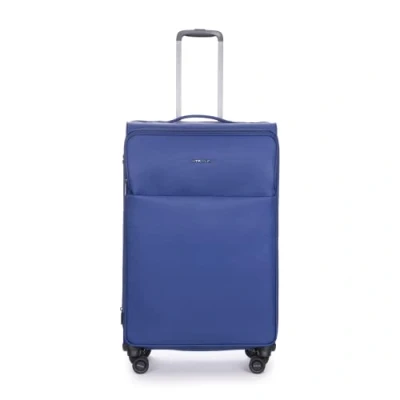 Afbeelding van Stratic Light + Koffer Weichschale Reisekoffer Trolley Rollkoffer Handgepäck, TSA Kofferschloss, 4 Rollen, Erweiterbar, Donkerblauw, 79 cm, L