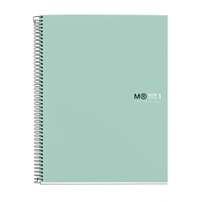 Afbeelding van Miquelrius Notitieboek A5 80 vellen 90 g geruit 5 x mm 1 kleurstrepen gelamineerd harddeksel Aqua