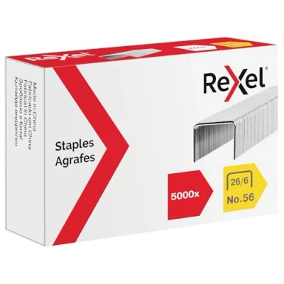 Afbeelding van Rexel No.56 26/6 nietjes voor standaard nietmachines, nieten tot 20 vellen, te gebruiken met bureaubladnietmachines en tangen, 5000 tellen (Pack van 1)