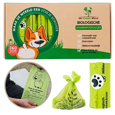 Afbeelding van Mr. Green Mind Poepzakjes 360 stuks Hondenpoepzakjes Biologisch Afbreekbaar 24 rollen Hond