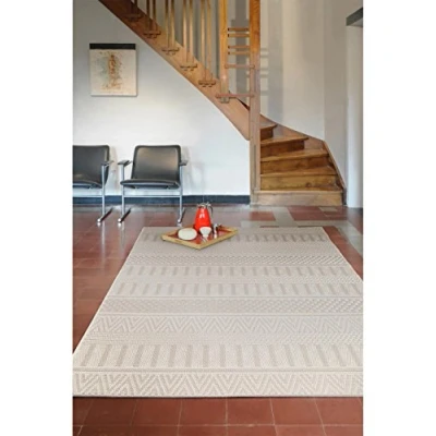 Afbeelding van benuta Naoto indoor en outdoor tapijt, beige, 120 x 170 cm, onderhoudsvriendelijk geschikt voor binnen buiten, balkon terras