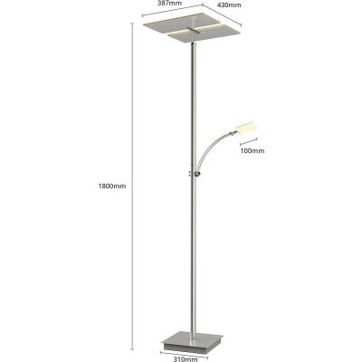Afbeelding van Lucande LED vloerlamp met dimmer 3lichts metaal, acryl H: 180 cm gesatineerd nikkel Inclusief lichtbronnen