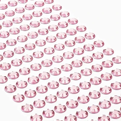 Afbeelding van Movoja Rosane strass steentjes, ronde glitterstenen, 8 mm, zelfklevend voor decoratie en knutselen, sierstenen om op te plakken, decoratieve stenen, knutselstenen, roze