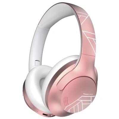 Afbeelding van PowerLocus Bluetooth hoofdtelefoon over het oor, 50 uur speeltijd, draadloze hoofdtelefoon, 4 EQ modi, hifi stereo opvouwbare met microfoon, lichtgewicht en bedrade modus