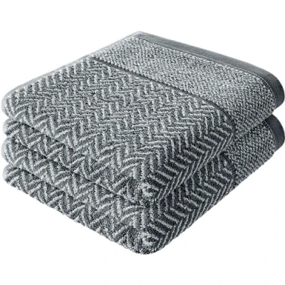 Afbeelding van herzbach home Handdoek, set van 2, 100% katoen, 50 x 100 cm, patroon, antraciet