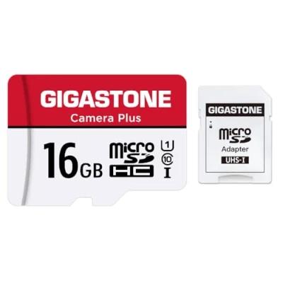 Afbeelding van Gigastone Camera Plus Micro SD geheugenkaart 16GB, SDHC UHS I U1 klasse 10, 85/15 MB/s lees en schrijfsnelheid, geschikt voor Nintendo Switch, GoPro action cam, Compactcamera’s, smartphones