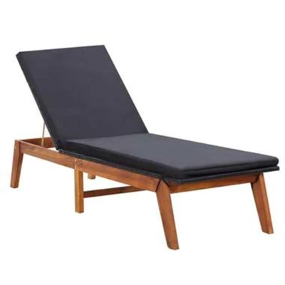 Afbeelding van Ligbed met kussen poly rattan en massief acaciahout