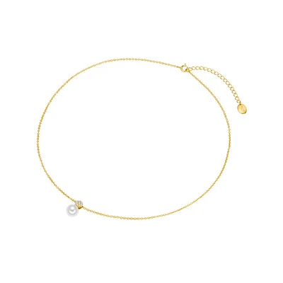 Afbeelding van Valero Pearls Ketting Sterling Zilver Zirkonia Gekweekte zoetwaterparels in