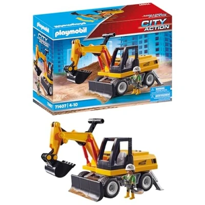 Afbeelding van PLAYMOBIL City Action 71407 Graafmachine, 360 draaibare bak en steunpoten, speelgoed voor kinderen vanaf 4 jaar