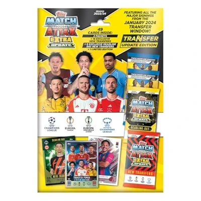 Afbeelding van Topps Match Attax Extra 2024 Transfer Update Edition Multipack 49 kaarten, waaronder 16 nieuwe transfers, 8 transfers op de vervaldag en een Power Limited Edition!
