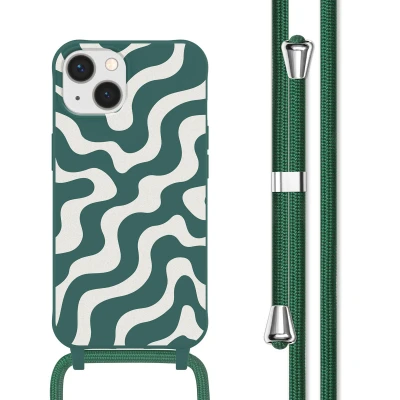 Afbeelding van Apple iPhone 13 Hoesje Siliconen en TPU (zacht) imoshion Softcase/Koordhoesje/Backcover Petrol Green Groovy Telefoonhoesje
